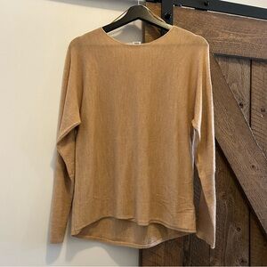 Max Studio Merino Wool Crewneck Sweater in Camel Beige
